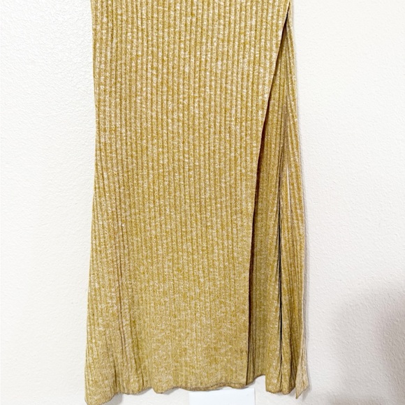 NWT 16Arlington Nasu Leather-trimmed Ribbed-knit Maxi Skirt Pastel yellow $580 - Picture 15 of 16
